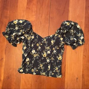 Puff Sleeve Sweetheart Floral Top